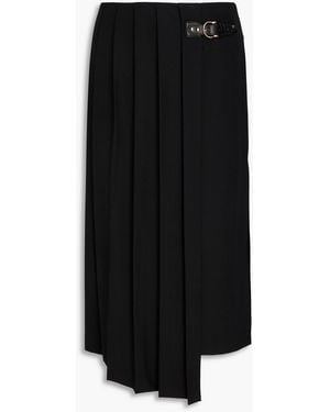 Maje Embellished Asymmetric Pleated Twill Skirt - Black