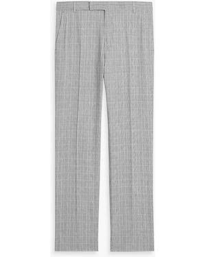 dunhill Prince Of Wales Checked Wool, Linen And Silk-Blend Suit Pants - Gray
