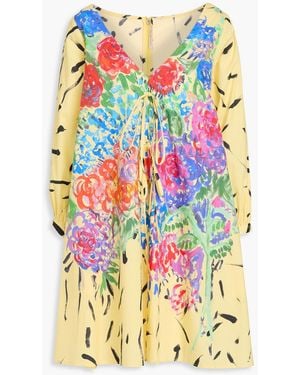 Christopher Kane Floral-Print Cotton-Poplin Mini Dress - Yellow