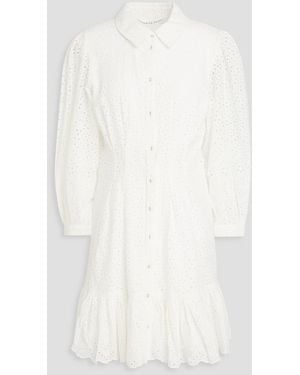 Veronica Beard Kylan Broderie Anglaise Cotton Mini Shirt Dress - White