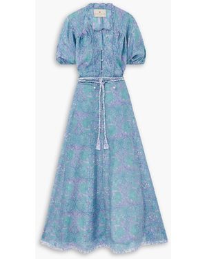HANNAH Alina Printed Silk-habotai Maxi Dress - Blue