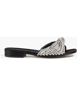 Sergio Rossi Crystal-embellished Twisted Satin Slides - White