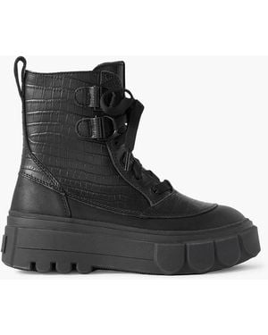 Sorel Caribou Smooth And Croc-Effect Leather Ankle Boots - Black