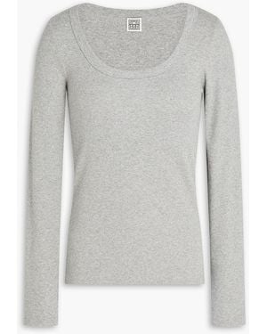 TOTEME Ribbed Stretch-cotton Jersey Top - Gray