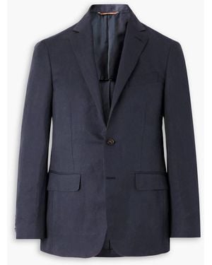 Canali Slim-Fit Linen And Silk-Blend Blazer - Blue