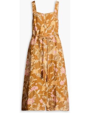 HANNAH Midikleid "paloma" aus leinen mit print - Mettallic