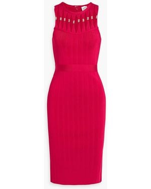 Hervé Léger Bead-Embellished Cutout Bandage Dress - Red