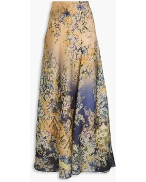 Zimmermann Floral-print Silk-gazar Maxi Skirt - White