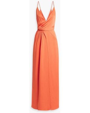 Galvan London Rose Shirred Satin-crepe Maxi Dress - Orange