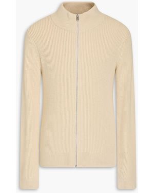 Sandro Ribbed Wool-blend Cardigan - Natural