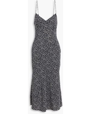 Matteau Floral-Print Silk-Voile Midi Slip Dress - Gray