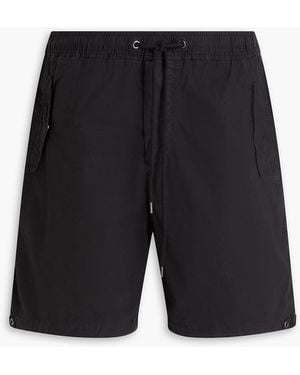 James Perse Relaxed Stretch-Cotton Poplin Drawstring Shorts - Black