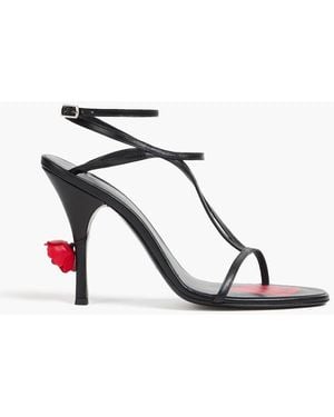 Magda Butrym Floral-Appliquéd Leather Sandals - White