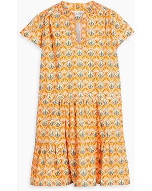 Saloni Ashley Printed Cotton-Poplin Mini Dress - Yellow