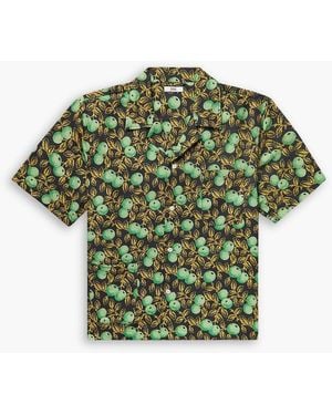 Bode Gooseberry Camp-Collar Printed Cotton And Silk-Blend Twill Shirt - Green