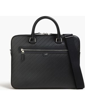 dunhill Embossed Leather Laptop Bag - Black