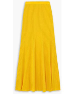 Gabriela Hearst Eula Ribbed And Pointelle-Knit Merino Wool Maxi Skirt - Yellow