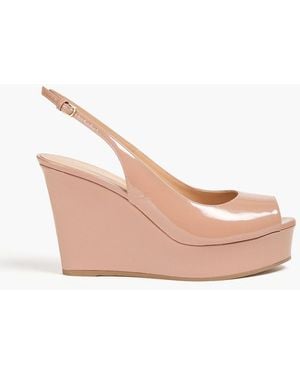 Sergio Rossi Patent-Leather Wedge Slingback Sandals - Pink