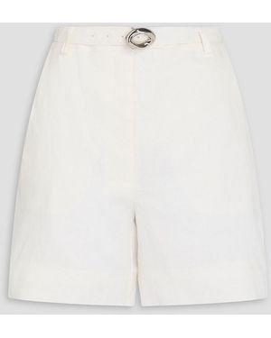 Nicholas Belted Linen Shorts - White