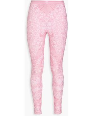 Versace Floral-Print Stretch Leggings - Pink