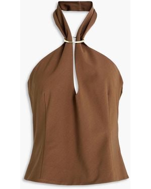 Rejina Pyo Neckholder-oberteil "tilda" aus webstoff mit verzierung - Braun