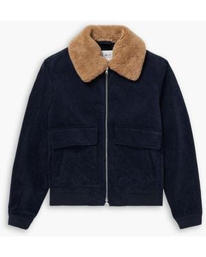MR P. Shearling-Trimmed Cotton-Corduroy Bomber Jacket - Blue