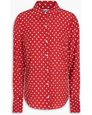 Veronica Beard Monique Polka-Dot Silk-Blend Crepe De Chine Shirt - Red