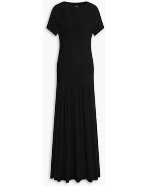 TOTEME Pleated Stretch-jersey Maxi Dress - Black