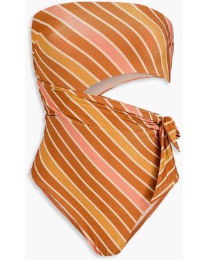 Zimmermann Bandeau-badeanzug mit streifen und cut-outs - Orange