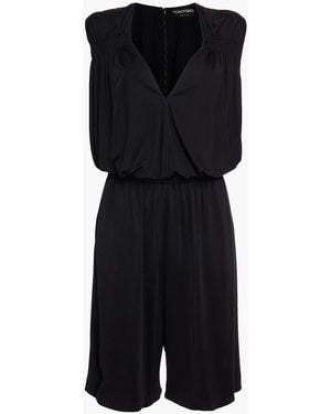 Tom Ford Cropped Silk-Trimmed Satin-Jersey Jumpsuit - Black