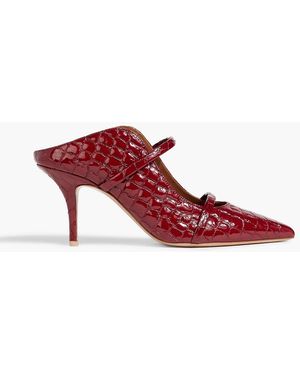 Malone Souliers Maureen 70 Croc-effect Leather Mules - Red