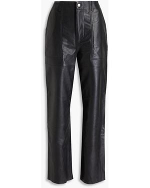 DEADWOOD Presley Leather Straight-leg Trousers - Black