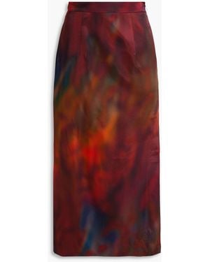 ROKSANDA Irma Printed Satin Midi Skirt - Red