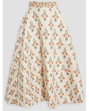 Agua Bendita Bergamota Sabanero Atardecer Embroidered Cotton Maxi Skirt - White