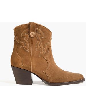 Maje Suede Cowboy Boots - Brown