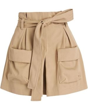 RED Valentino Skirt-Effect Cotton And Wool-Blend Gabardine Shorts - Natural