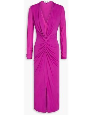 Diane von Furstenberg Midikleid "hades" aus crêpe und mesh mit raffungen - Pink