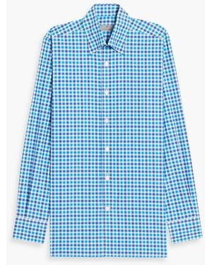 Canali Checked Cotton-Poplin Shirt - Blue