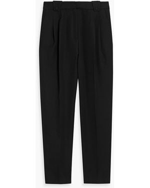 Rabanne Pleated Wool-Crepe Tapered Pants - Black