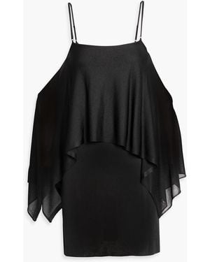 Tom Ford Cold-Shoulder Layered Stretch-Knit Mini Dress - Black