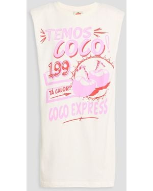 FARM Rio Printed Cotton-Jersey Mini Dress - Pink