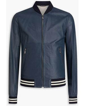 Dolce & Gabbana Perforated Leather Bomber Jacket - Blue