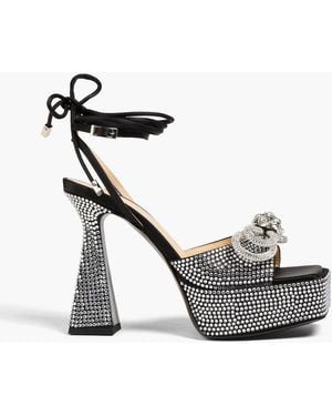 Mach & Mach Bow-Detailed Crystal-Embellished Satin Platform Sandals - White