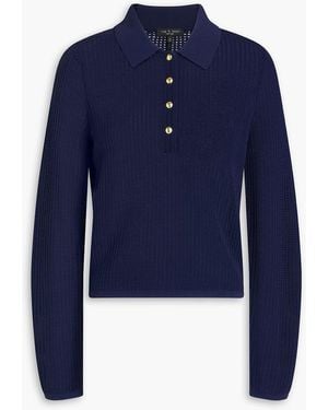 Rag & Bone Viola Ribbed Cotton-Blend Polo Jumper - Blue