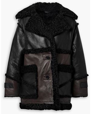 SHOREDITCH SKI CLUB Reva Leather-trimmed Panelled Shearling Jacket - Black