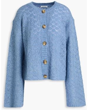 By Malene Birger Cierrou Brushed Pointelle-knit Cardigan - Blue