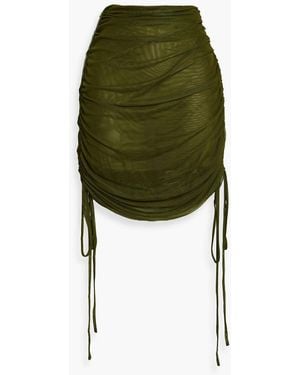 LAPOINTE Ruched Stretch-tulle Mini Skirt - Green