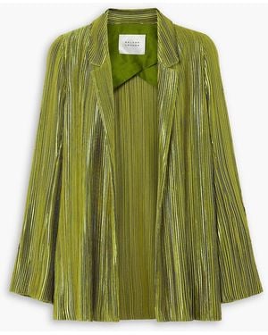Galvan London Nuage Metallic Plissé-crepe Blazer - Green