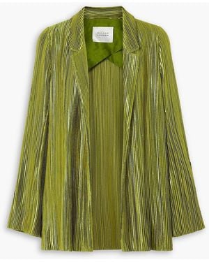 Galvan London Nuage Metallic Plissé-crepe Blazer - Green