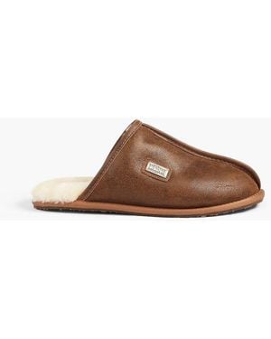 Australia Luxe Shearling-lined Leather Slippers - Brown